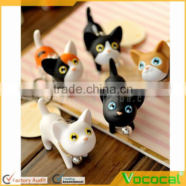 Vinyl Cat Doll Pendant Metal Stainless Steel Key Ring Keychain
