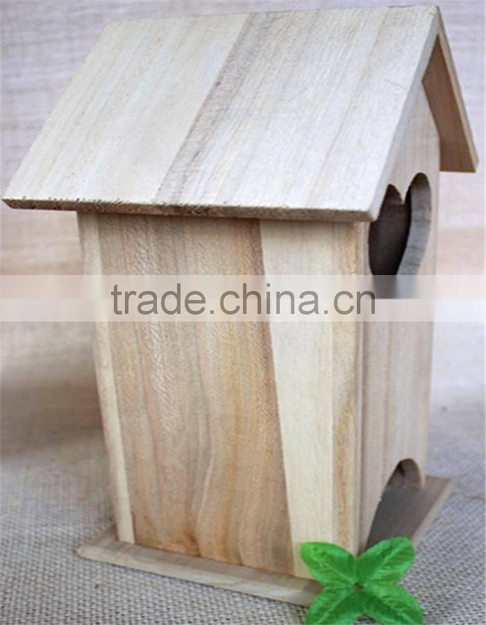 Handmade crafts wood room toy wooden bird nest packaging sticky window wood toys with heartshapeed window