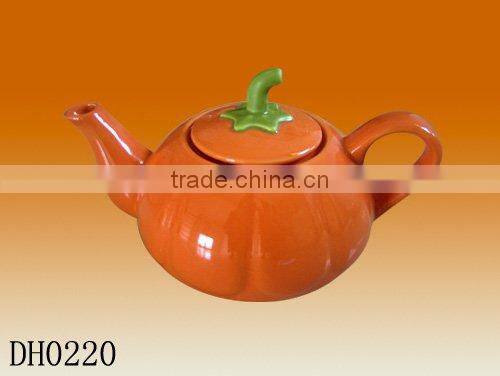 Factory direct wholesale 750cc ceramic pumpkin tea pot kettle