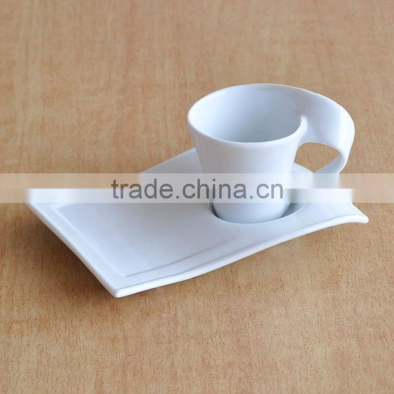 Porcelain Cup and Saucer with Solid Color