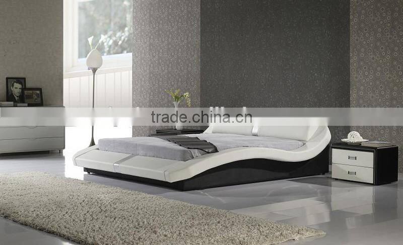 Hot selling soft modern leather bed with speaker