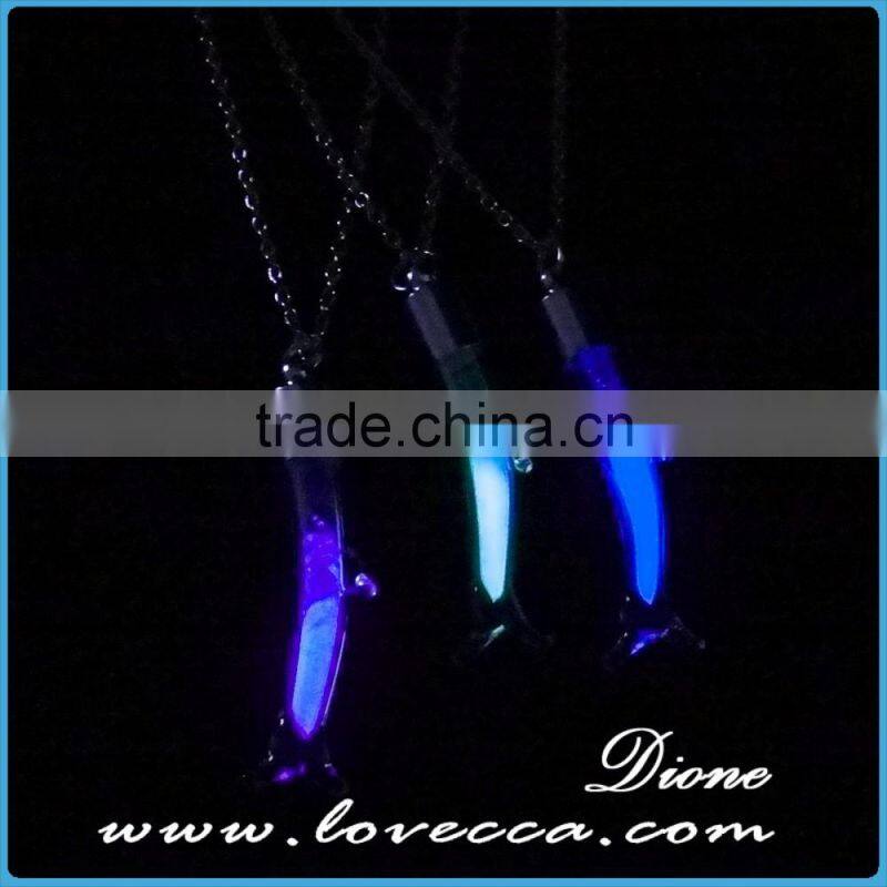 Silver chain glass glowing pendant neckalce glow in the dark cross necklaces