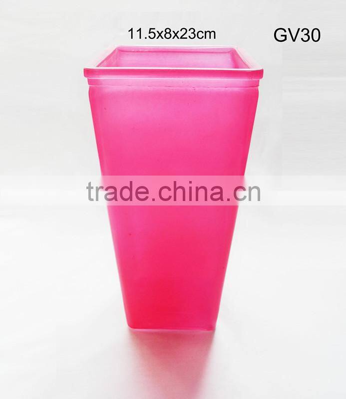 wholesale red square beautiful glass vases wedding centerpiece