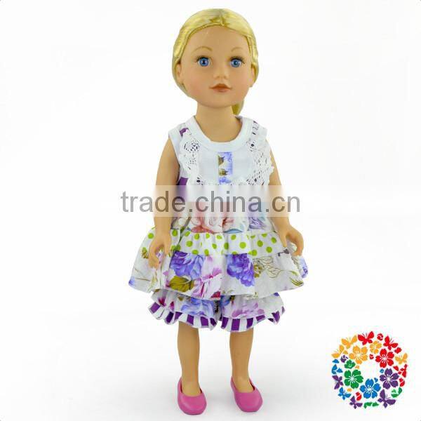 handmade 18 inch doll outfit summer floral ruffle top ruffle short pants clothing set for dolls