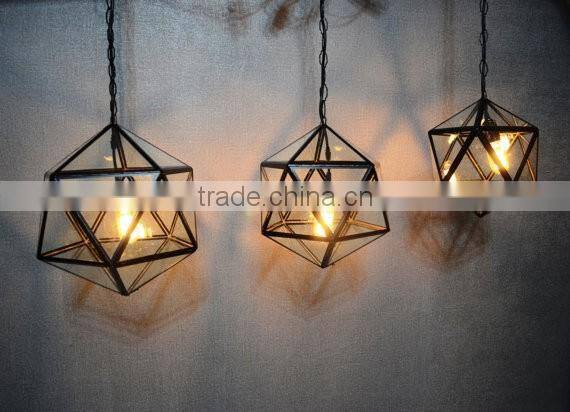 Handmade Geometric Stained Glass Hanging Lamp Pendant Light