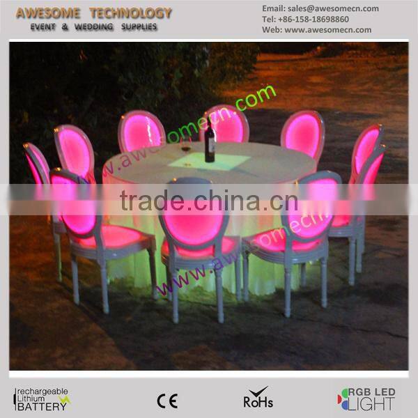 led light illuminated plastic luxury dining set for wedding