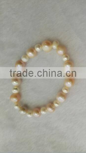 AA 3-4mm white and 8-9mm pink freshwater pearl bracelet