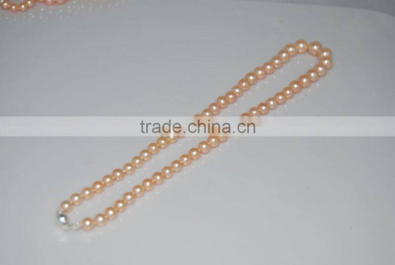 Pretty 3-4mm Pink Freshwater Pearl Necklace 925 Sterling Silver Clasp