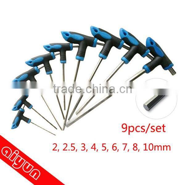 9pcs/set T handle Allen Hex Key Wrench Spanner set hexagon wrench set T type