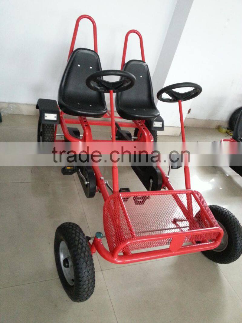 Hot sell fashion family two person pedal car, four wheel surrey bike F2150