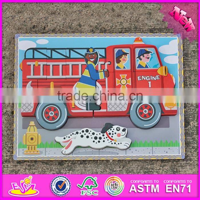 2016 new design children educational toy wooden 3d puzzle car W14D018