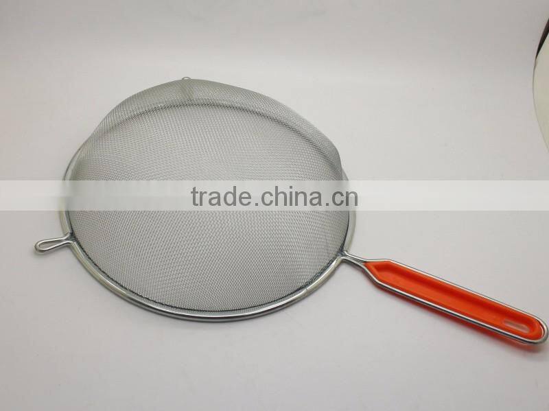 Kitchen accessories stainless steel cooking splatter screen with plastic handle for splatter cuard fits