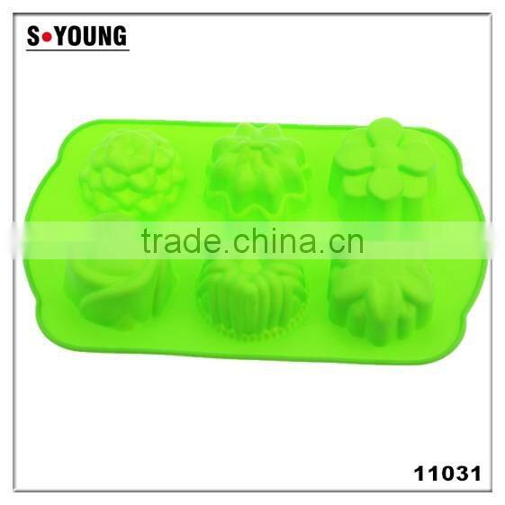 11031 Six flower shaped promotional gift silicone cake mold