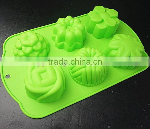 11031 Six flower shaped promotional gift silicone cake mold