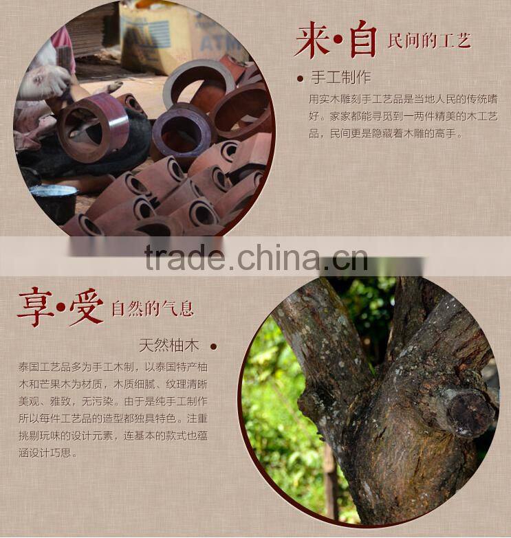 Handmade wood decoration vintage home decoration romantic solid wood candle holder for gift