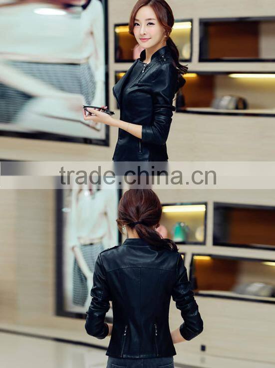 leather jacket women 2015 spring women leather clothing outerwear jackets and coats ladies leather coat
