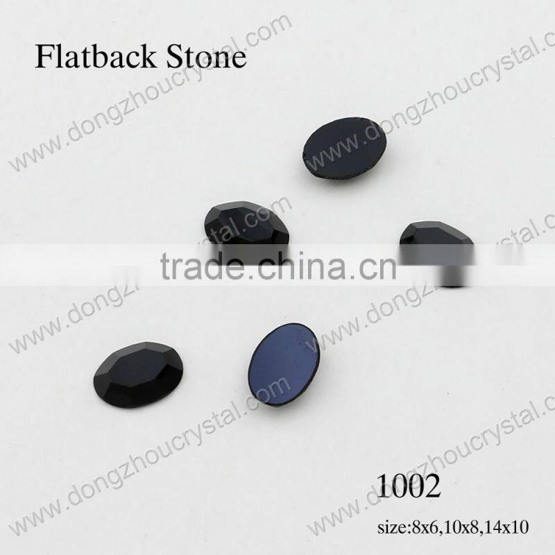 DZ-1002 jet colored oval cut flat back glass stones for jewelry accessories