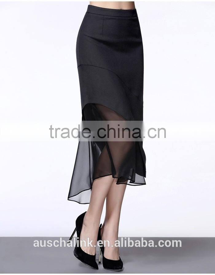 beautiful design asymmetrical office wear long skirts for women