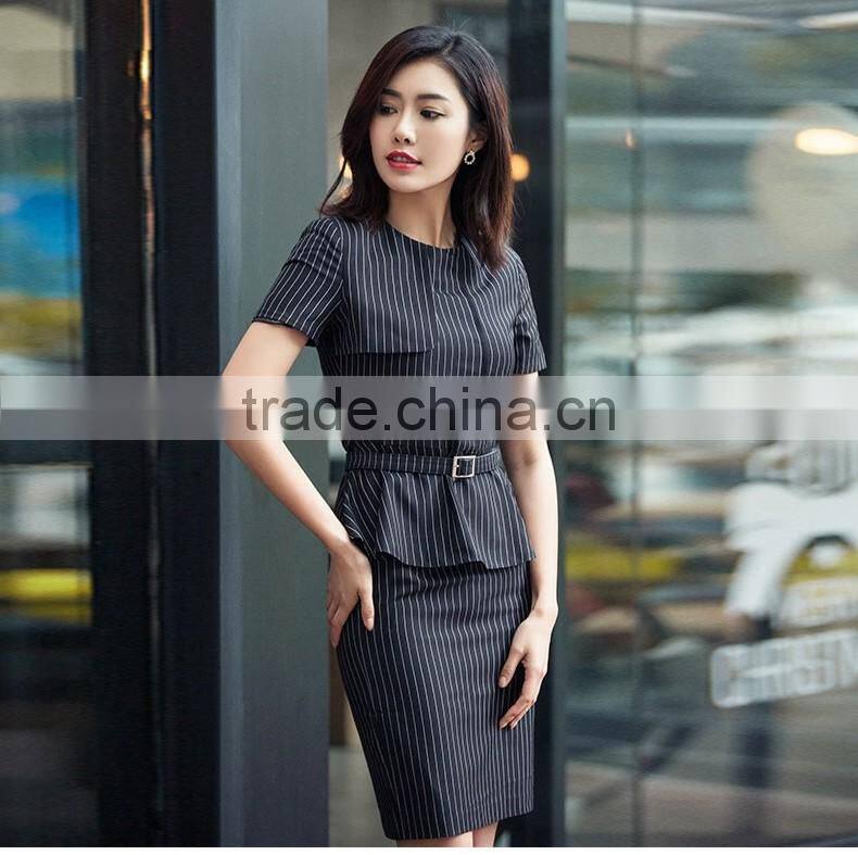 Office Ladies Short Sleeve Work Wear Blouse and Skirt Uniform