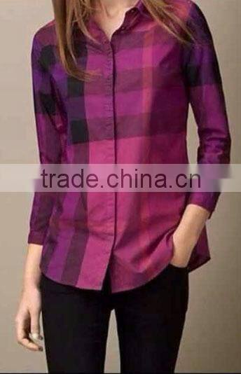 customized ladies shirt in Plus Size Shirt women fashion plaid shirt