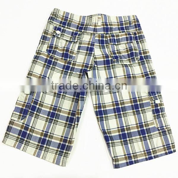 2015 New Check Style Men Wash Short Readymade Garments Stock Lot