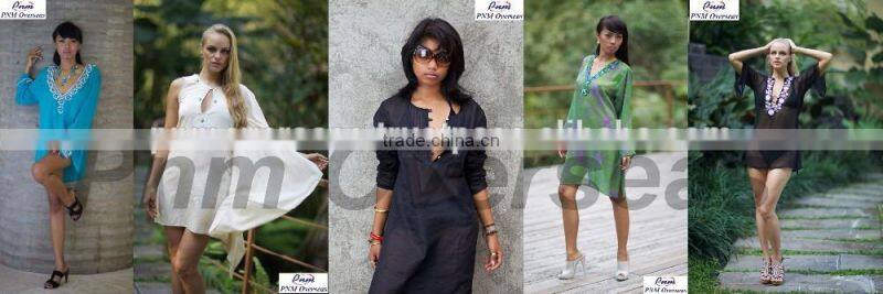 Glass Bead and Zircon Embellished Beach Kaftan.