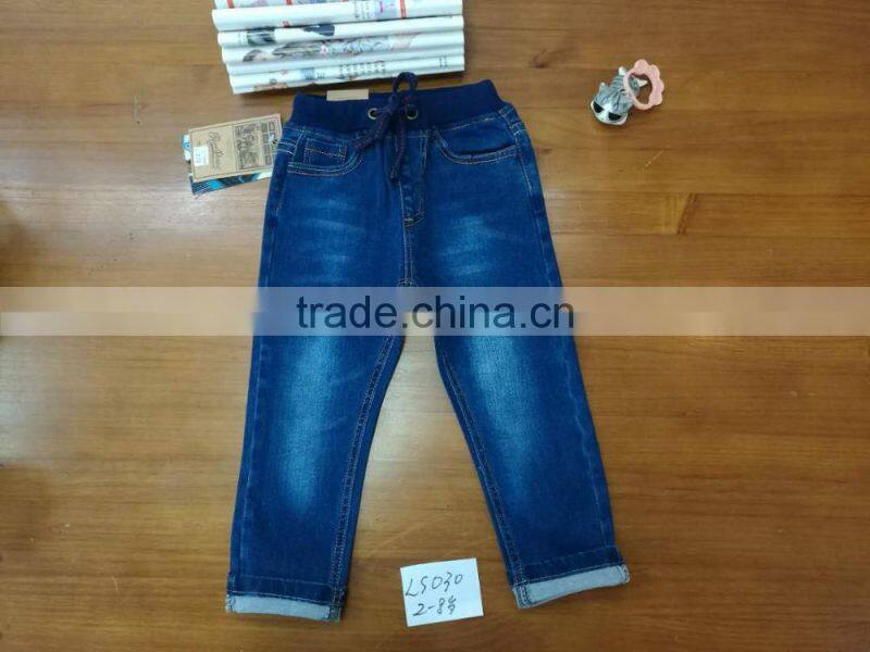baby fashion custom-made style kid/children jeans elastic belt blue boys jeans