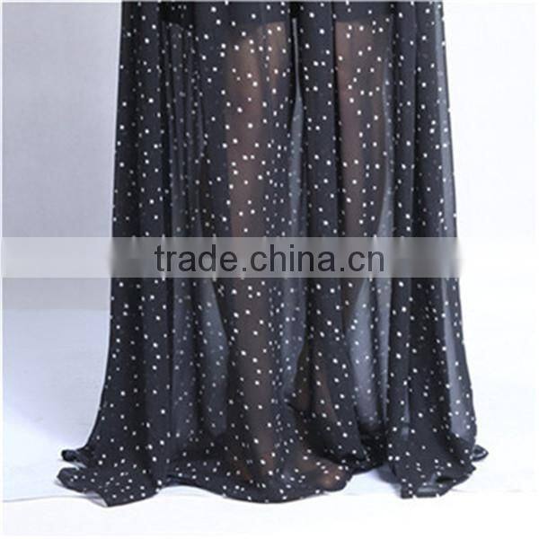 Factory supply polka dot design plus size chiffon maxi dresses