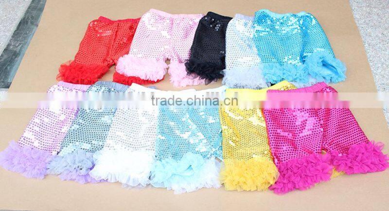 Wholesale sequins girls shorts baby clothes ruffle shorts yiwu factory
