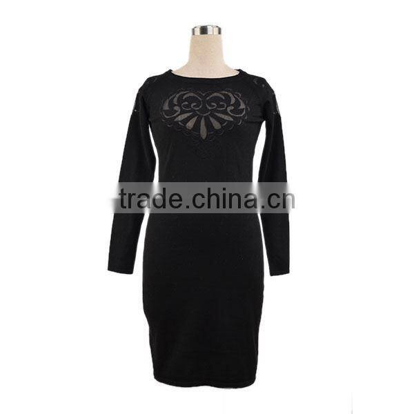 2014 hollow embroidered chiffon patch sweaters