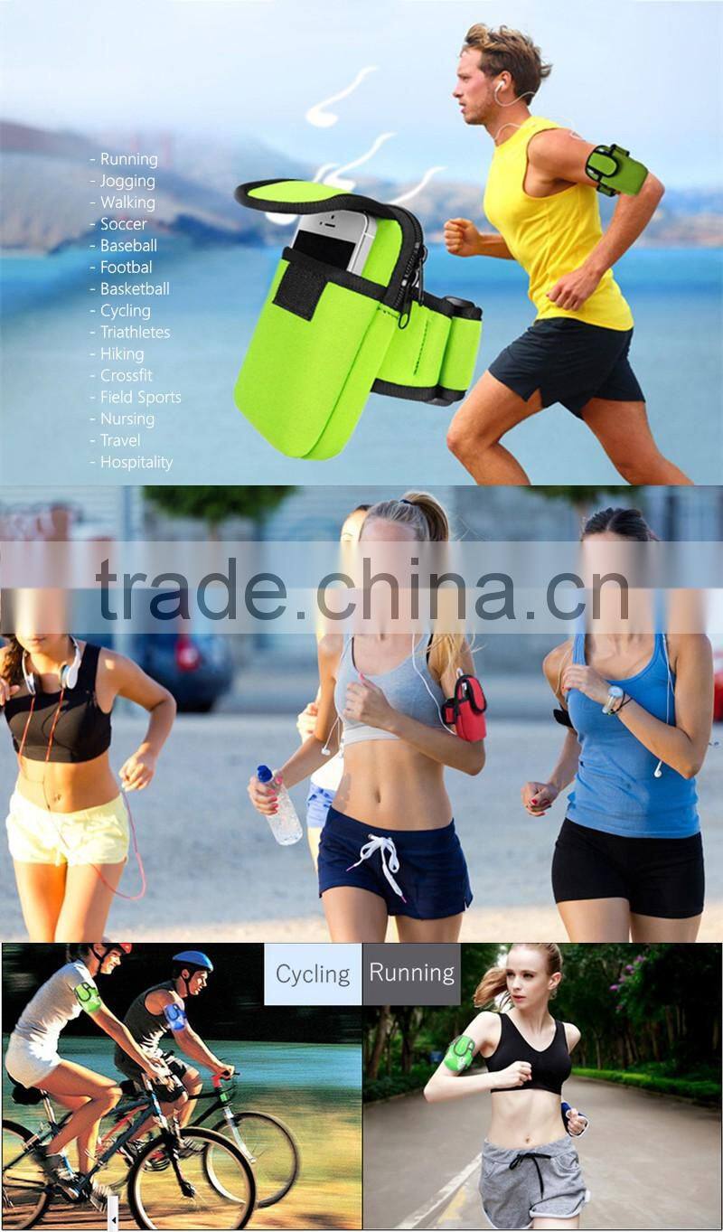 Dual Pocket Running Gym Sports Armband with Large Secure Zippered Phone Pocket~6 Colors Available~Accept Custom