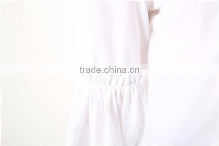 round collar elegant long sleeve white women waist length blouse designs