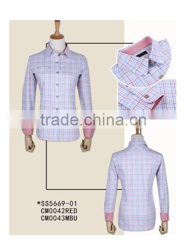 shirt suppliers ladies long sleeve checked oxford shirts