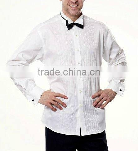 new men's brand designer white high quality wing collar tuxedo dress shirt