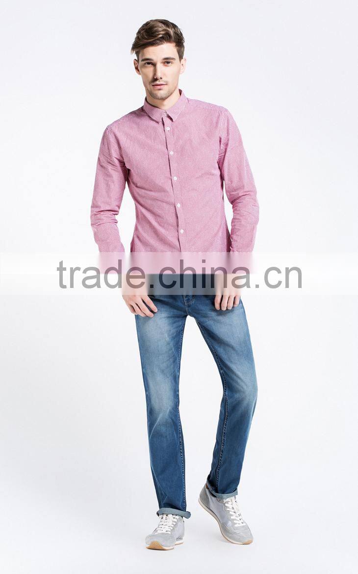 Latest style cotton long sleeve plaids youth young men shirts