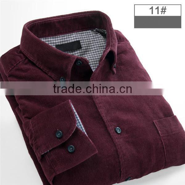 2016 New Style Fallow burgundy Jeans corduroy Shirt For Men corduroy shirt