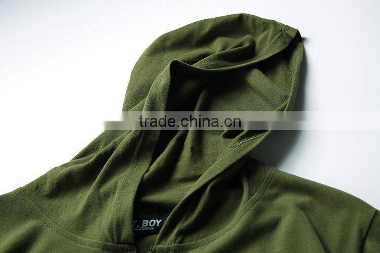 Cotton Short sleeve hoodie Army greem t shirt men for resale