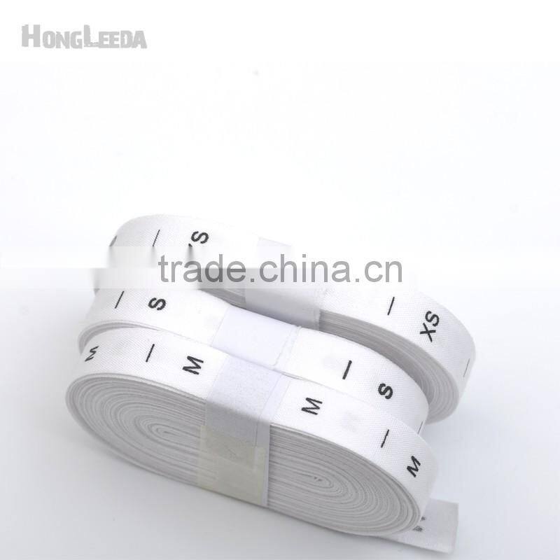 Natural bleach White COTTON size label clothing print tags silk screen garment tags XS-XXXL