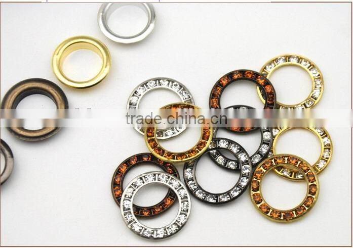 5 colors 22mm big round metal brass rhinestone eyelets crystal diamond grommets glass eyelets RE-22mm