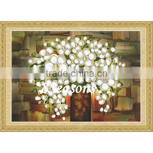 Custom Silver Flower Pattern Embroidery Diamond &Rhinestone Painting DIY Cross Stitch Kit Fabric For Living Room