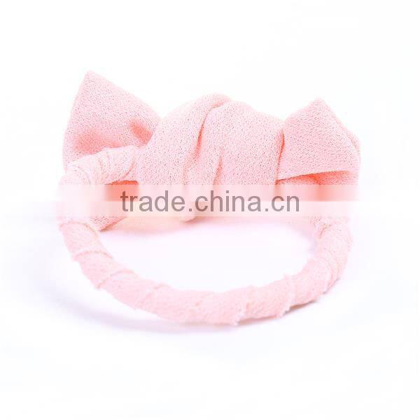 China Wholesale Accessories Bowknot Pink Fabric Hair Ties