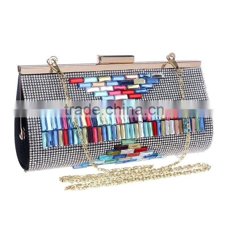 colorful rhinostone fancy clutch bag / women new design purse Evening handbag Gorgeous Bridal Wedding Purse Party bag Handbag
