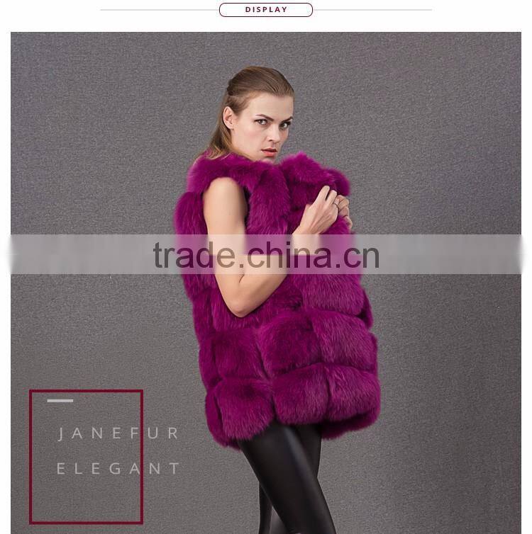 Hot selling of winter warm real fox fur purple women vest