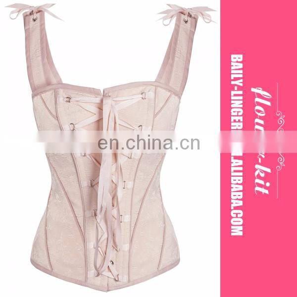Champagne Women Sexy Vintage Inspired Straight Line Overbust