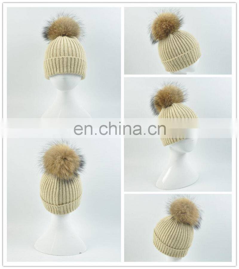 Headband Warm Fur Pom Pom Hat Wholesale Baby Knitting Crochet Hat