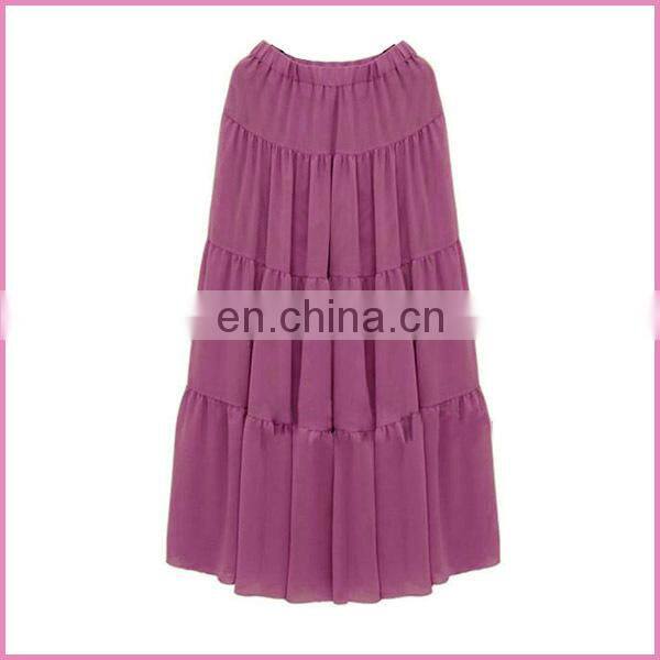 four fold Bohemian style colorful long pleated skirt