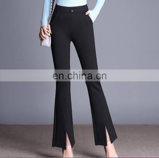 OEM service trousers Stretch leggings pants bell-bottoms lace hem formal pants for younger girl