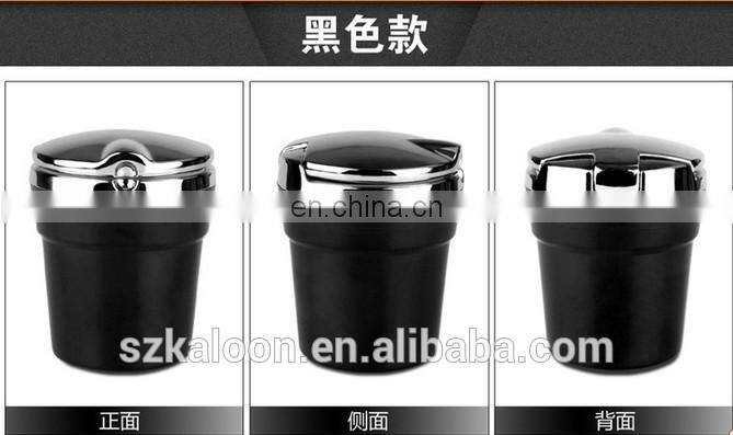 portable universal black/ white auto led lighted car ashtray