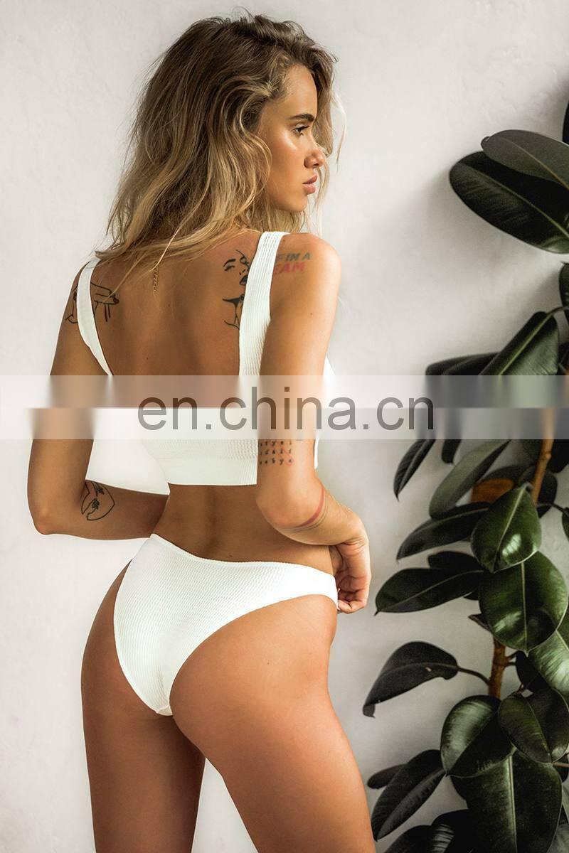 Womens Bandeau Bandage Solid Red White Micro Low Waist Padded Bikini Push-Up Brazilian Split Swimwear Beachwear Swimsuit Summer