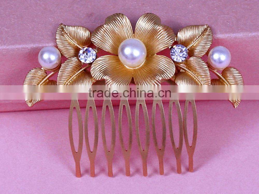 2016 Hair fork peineta horquilla de ultimo modelos beads pearl comb for women Bridal tocados